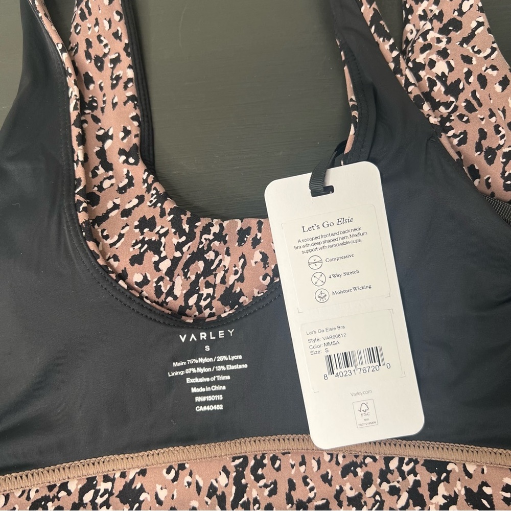 Varley Let’s Go Elsie Leopard Print Sports Bra,size S NWT - Picture 4 of 5